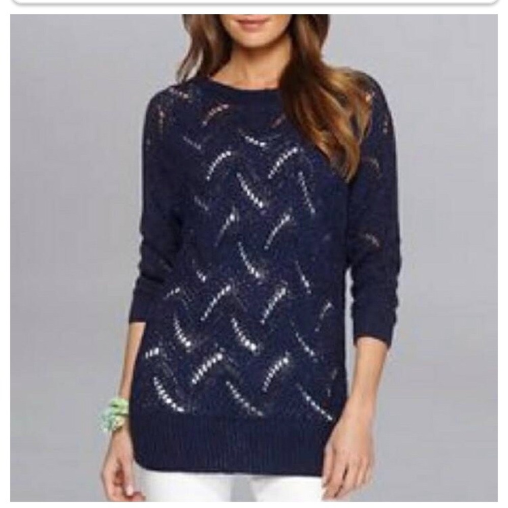 Lilly Pulitzer Larissa Navy Dolman Sleeve Sweater Sz XS/S